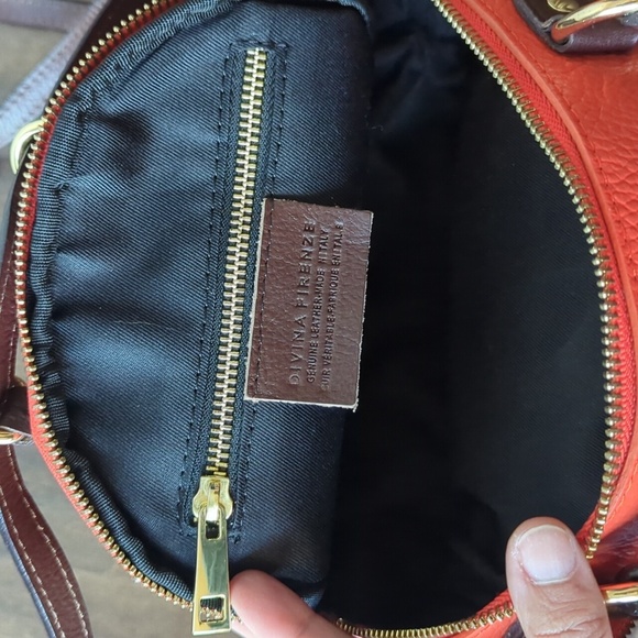 Divina Firenze Orange and Brown Italian Leather Backpack - Picture 6 of 6